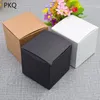 20 pièces 6 tailles carré Kraft papier boîte noir petit cadeau emballage faveur de fête de mariage présent brun Carton Carton 210724