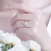 PANSYSEN Taglio Smeraldo 925 Sterling Silver Simulato Moissanite Anello di Fidanzamento di Nozze Anelli di Zircon per Le Donne Interi Gioielli Y06238L