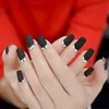 Faux ongles moyen long mat classique adulte faux français noir carré argent pré-conçu ongles à la mode presse sur Prud22