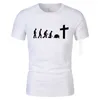 Gud är kärlek Jesus Team Evolution äkta män 100% bomull T-shirt Christian Religiös tro O Neckt-shirt 210707