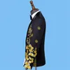 メンズスーツブレイザーズ2021春と秋の豪華なゴールド刺繍ブラックスーツマンパーティーウェディングショールカラータキシードブレザー2272
