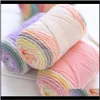 Clothing Fabric Apparel Drop Delivery 2021 100G 19 Rainbow Segment Dyed 5 Strand Wool Diy Handmade Knitted Baby Sweater Hat Scarf Sofa Cushio