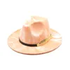 fashion Autumn Winter Sun Hat Belt Women Men Fedora Hats Classical Wide Brim Felt Floppy Cloche cap Chapeau Imitation Wool Caps