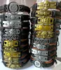 20PCS Men Assorted Skull Pattern Leather Alloy Bronze Bracelets Wristbands Bangles Cuff Punk Cool Jewelry Party Wholesale Wrist