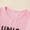 T-shirt con stampa lettere unicorno per bambina estate 210528