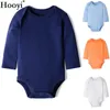 순수한 다채로운 신생아 옷 아기 소년 bodysuit 여자 jprsuit 100 % 코 튼 긴 소매 조기 의류 탑스 셔츠 0 1 2 년 210413
