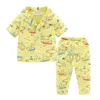 Mudkingdom verão meninos meninas pijamas conjunto botão para baixo tops e calças sleepwear roupa roupa roupas cute animais unicórnio 210615