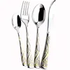 4 pièces/ensemble de couverts ensemble rétro Western Food plaqué or fourchette couteau doré ensemble de couverts Steak Cutlery304 acier inoxydable X0703