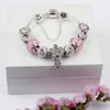 925 Silver Silver Pink Murano Glass Breads Charry Berry Blossom Bracelet Chain Fit P Bracelet européen Bijoux Making Bangle DIY Daisy Pendant Women7872785