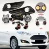 1 Set för Ford Fiesta 2013 2014 2015 2016 2017 LED Front Bumper Fog Lamp dimma Lätt tråd Harness dimlampgaller