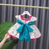 Petite fille Lolita princesse robe florale enfants espagnol robes à volants bébé filles espagne avec pantalon court costume 210615