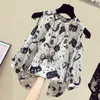 Artı Boyutu S-4XL Şifon Bluz Kadınlar Casual Gevşek S Kollu Gömlek Tops Sevimli Kawaii Kedi Baskı Blusas Mujer 210519