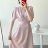 zomer mode casual korte mouw dres plaid vintage Koreaanse stijl losse alles-match casual jurk 210531