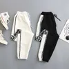 Automne Harajuku BF Hip Hop Casual Lettre Pantalon imprimé Plus Taille Femmes Taille haute Cargo Lâche 210531