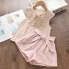 Bear Leader Girls Clothing Sets Brand Girls Suits Summer Sleeveless Appliques T-shirt+Floral Shorts 2Pcs Children Clothing 210708