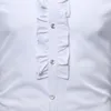 Mens Ruffle Tuxedo Robe Chemises Brand New Slim Fit À Manches Longues Col Montant Chemise Hommes Prom Performing Vêtements De Mariage