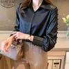 Silk Tops Shirt Satin Blouse Office Lady Casual Long Sleeve Shirts for Women Plus Size Loose Clothes Blusas 13093 210417