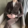 Luxury Velvet Suit Men Fashion Wedding Suits for Men Business Social Casual Slim Suits 2 Pcs Set Blazers Pants Costume Homme 210527