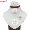 Adixyn zilver Ethiopische ketting / hanger / oorbellen / ring / armband sieraden sets zilverkleur HABESHA Afrikaanse bruiloft geschenken N06155 H1022
