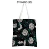 Sacs de rangement Black Flower Print Femme Shopping Toile Sac Fourre-tout Casual Grande capacité Femmes Voyage Épaule Eco Réutilisable Sac à main