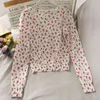 Maglione ampio a due pezzi con scollo a V a maniche lunghe a fiori tagliuzzati primaverili ed estivi con camicia a tracolla corta 210507