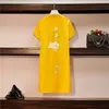 中国のチャイナ夏のエレガントな女性の半袖レトロなプリントドレス女性のドレスA3860 210428