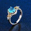 Cluster Rings OMHXZJ Whole European Fashion Woman Man Party Wedding Gift White Oval Blue Green Zircon 925 Sterling Silver Ring8416422