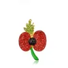 Spilla Royal British Legion Spilla con fiore di papavero Forniture per feste festive UK Remembrance Day Spilla da petto in cristallo con diamanti rossi