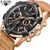 Lige Men Watches Top Brand Luxury Business Quartz Gold Watch Мужчины Кожаный Водонепроницаемый Военный наручный Часование Relogio Masculino 210527