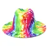 패션 다채로운 넓은 브림 교회 더비 탑 모자 파나마는 남성을위한 Fedoras 모자를 느꼈다 봄 울 재즈 캡