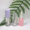 en stock 6ml bouteilles d'emballage transparentes en plastique transparent grande tige de brosse tube de couleur Oil Lip Glaze sous dispositif d'embouteillage couverture rose violet