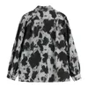 넥타이 염료 고딕 펑크 블라우스 및 셔츠 여성 봄 긴 소매 체인 칼라 블루 마스 패션 streetwear 고트 카디건 탑 210417