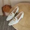 Meotina Pointed Toe Women Shoes Natural Genuine Leather Med Heels Thick Heel Dress Shoes Pumps Female Footwear Spring Beige 43 210608