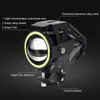 LED U7 Faro per motocicletta DRL con Angel Eyes Illuminazione ad anello Guida Luci di marcia Faretto anteriore Hi / Lo Strobe Luce bianca lampeggiante e interruttore