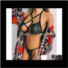 Conjuntos de sujetadores Mujeres lindas Sexo Micro Bikini Conjunto de lencería sexy Top Ropa interior Traje de encaje Push Up Ropa exótica Sujetador Pantalones 65Aaj Rvcdb