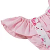 Set di abbigliamento 2 pezzi Baby Girl Clothes Set Summer Born Infant Ruffle Top manica corta Tuta a righe floreali Outfit For Toddler D30