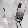 Crossbody Necklace Lanyard Axelband Telefonfodral för Samsung S21 Plus S20 Fe A52 A72 A32 A51 A71 Not 20 Mjukt klart lock