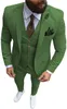 Bröllop Tuxedos Men's 3 Piece Slim Fit One Button Peaked Laple Formal Business Män Passar Groomsman (Blazer + Vest + Pant) Middag Party Date Green Tailor Made