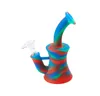 6.5 inç Silikon Beher Nargile Su Borusu Sigara Borular Renk Ile 14mm Kadın Kırılmaz Downstem Cam Kase Yağı Dab Rig Nargile Balmumu Pen vs Bong