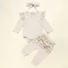 Nouveaux manches volantes Bowknot Baby Baby Babot Vêtements Pour Enfants Printemps Automne Bébé Vêtements Vêtements Pour bébé G1023