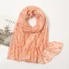 European Hot Selling Autumn Gold Butterfly Glitter Scarf Luxury Viscose Cotton Shimmer Hijab Plain Shawls och Wraps Pashmina