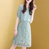 Vintage Elegant Office Chic Dress O-Neck Half Sleeve Korea Midi Dresses Lace Patchwork Temperament Dress Vestidos 210514