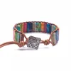 SN1519 Bracelets pour femmes faits à la main en pierre naturelle Bracelet en cuir fantaisie 7 Chakra équilibre spirituel Femme Bracelets Boho