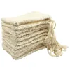 Natural Exfoliating Mesh Soap Bag Sisal Soaps Saver Bags Pouch Holder Drying Scrubbers for Shower Bath Foaming
