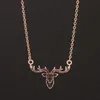Stainless Steel Reindeer Moose Necklace Deer Antlers Pendant Animal Chains Hollow Straight Fold Necklaces Fashion 2021 Jewelry