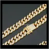 Tennis graderade halsband hängar smycken droppleverans 2021 12dot5mm miami kubansk länkkedja halsband armband uppsättning för mens bling hip h