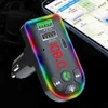 Mini Car F7 Charger FM Transmitter Dual USB Quick Charging Type C PD Ports Handsfree Audio Receiver MP3 Player Colorful Atmosphere Lights