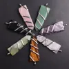 Natural Chakra Crystal Quartz Sword Arrow Stone Flat Point Blade Pendant Spiral Coil Wrapped Amulet Healing Gemstone Handmade Charm Pendants Jewelry Reiki Blessed