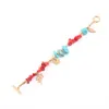 Bracelet créatif fait à la main pierres naturelles corail rouge synthétique Turquoises alliage feuille papillon pendentif Bracelet femme