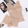 Bustier och Briefs Top Women's BH Sexy Set Floral Polted Tank Lace Crochet Flower Vest Camisoles Tanks